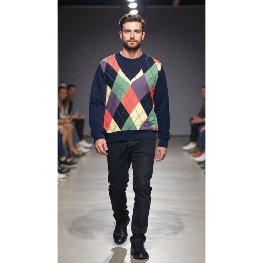 Men’s Tuttle Golf Collection 100 Cotton‎ Argyle Sweater Sz M